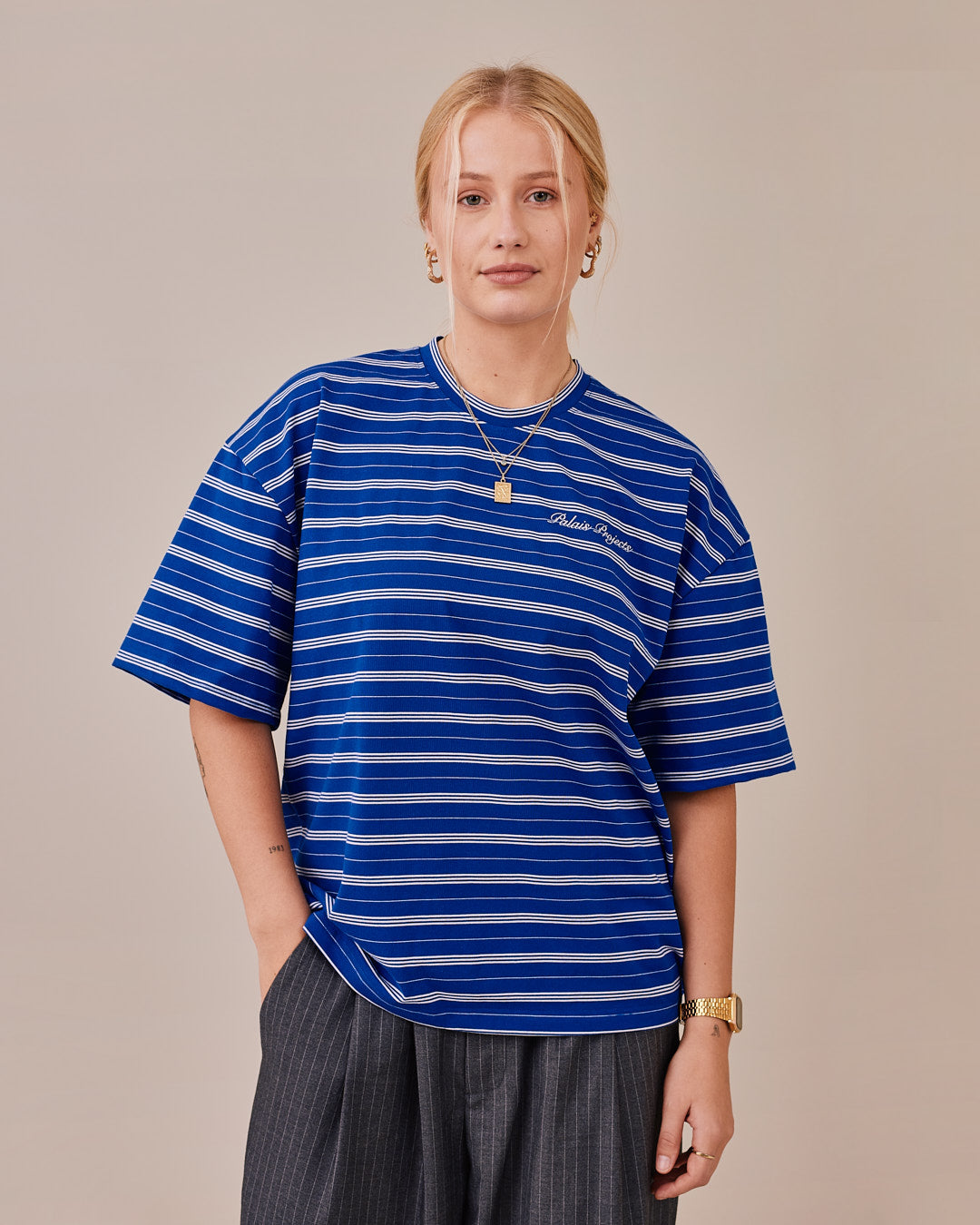 Boxy SS Tee - Blue Stripe