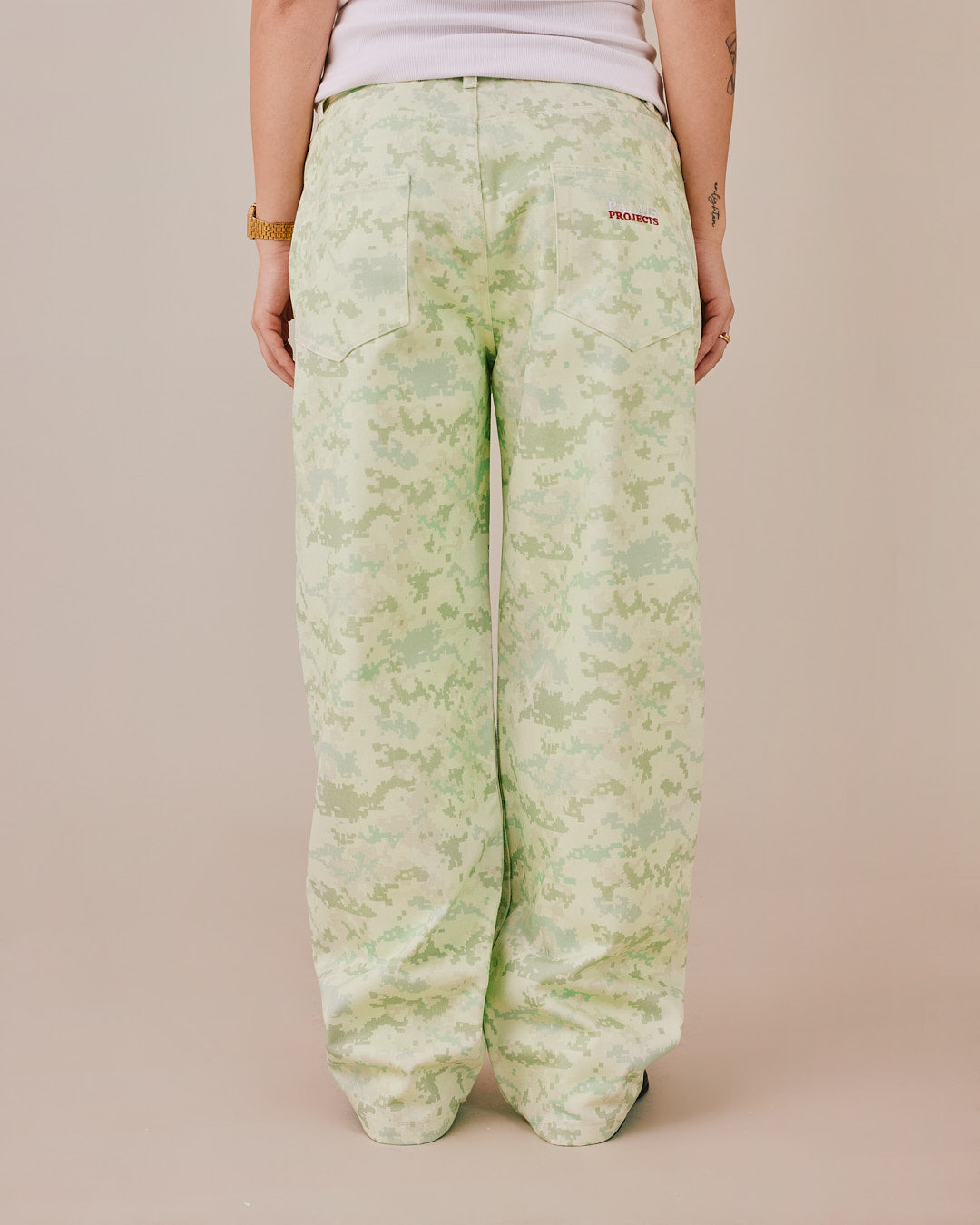 Baggy Canvas Pants - Mint Camo