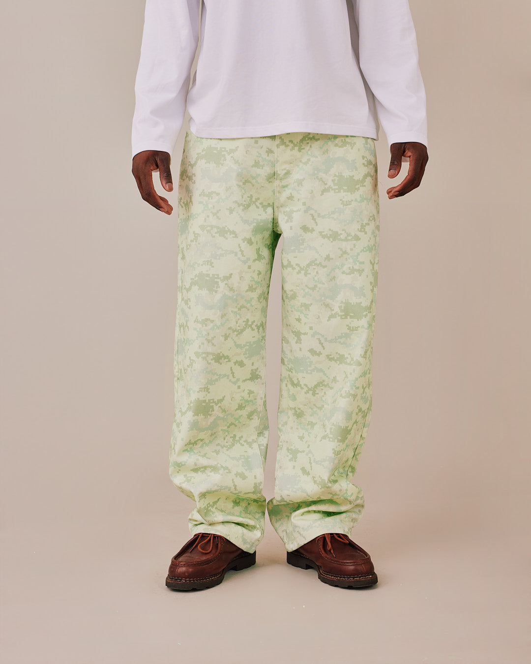 Baggy Canvas Pants - Mint Camo