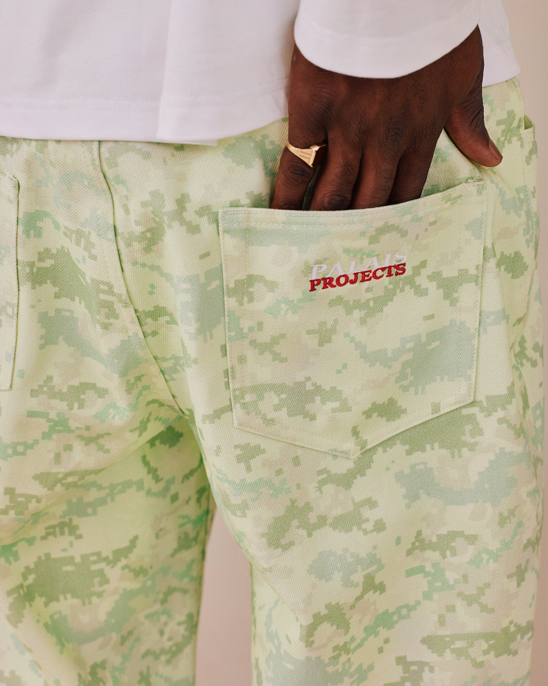 Baggy Canvas Pants - Mint Camo
