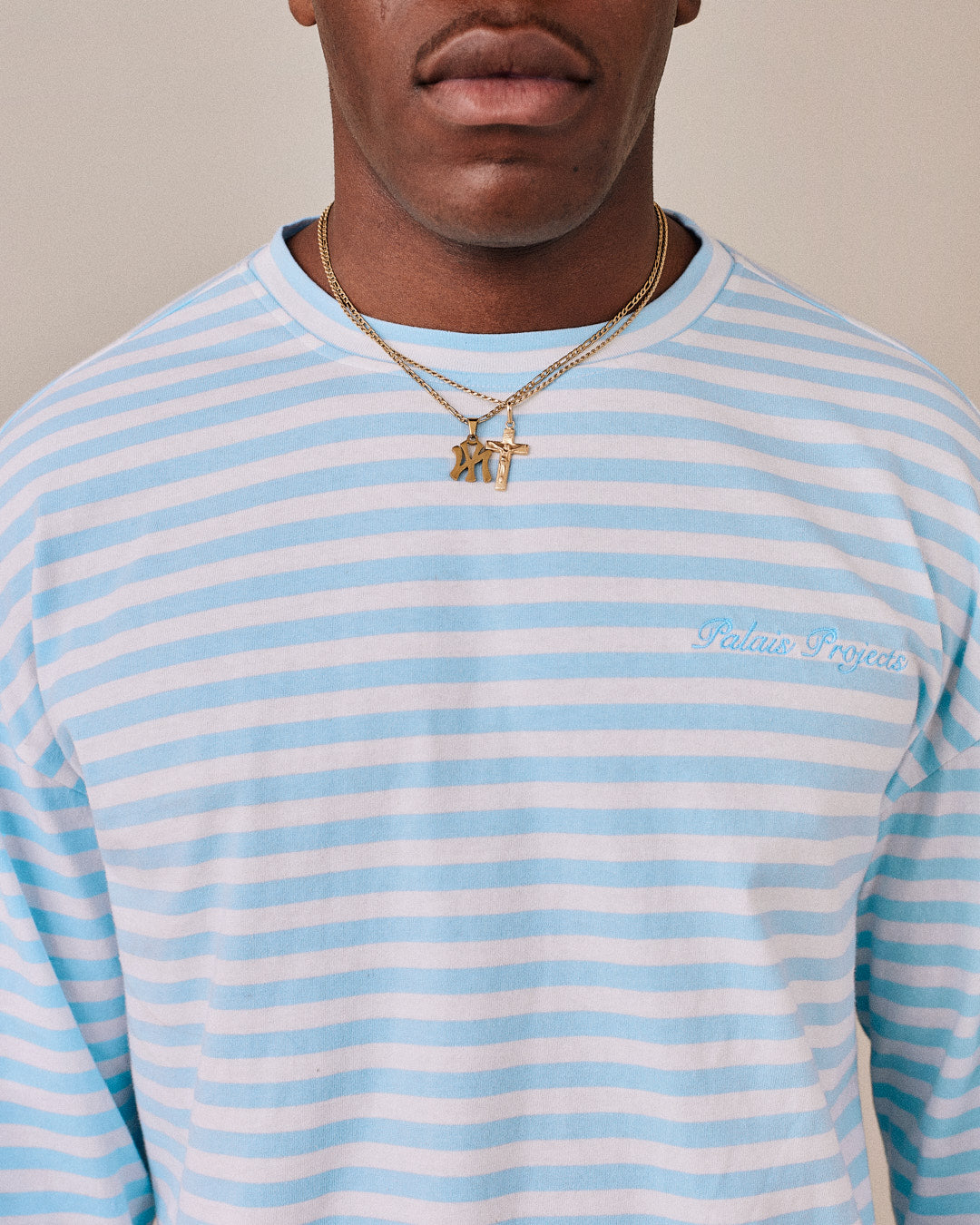 LS Classic Tee - Baby Blue Stripe