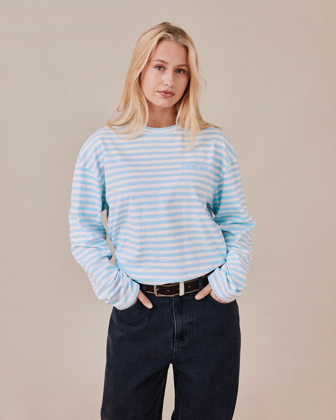 LS Classic Tee - Baby Blue Stripe