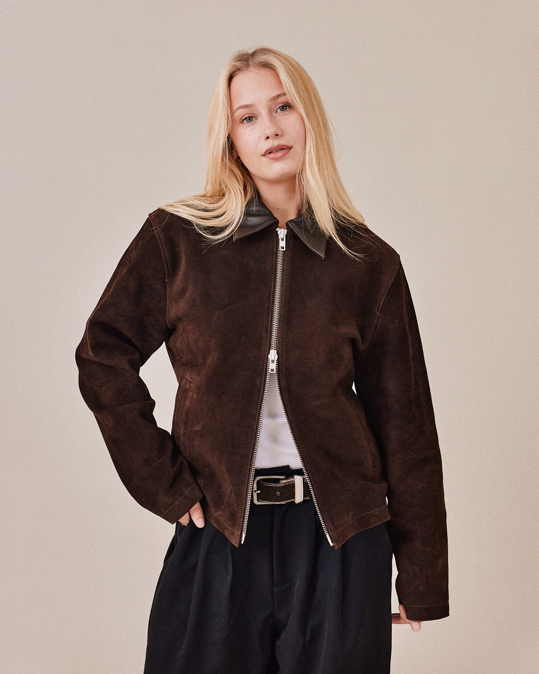 Suede Jacket - Dark Brown