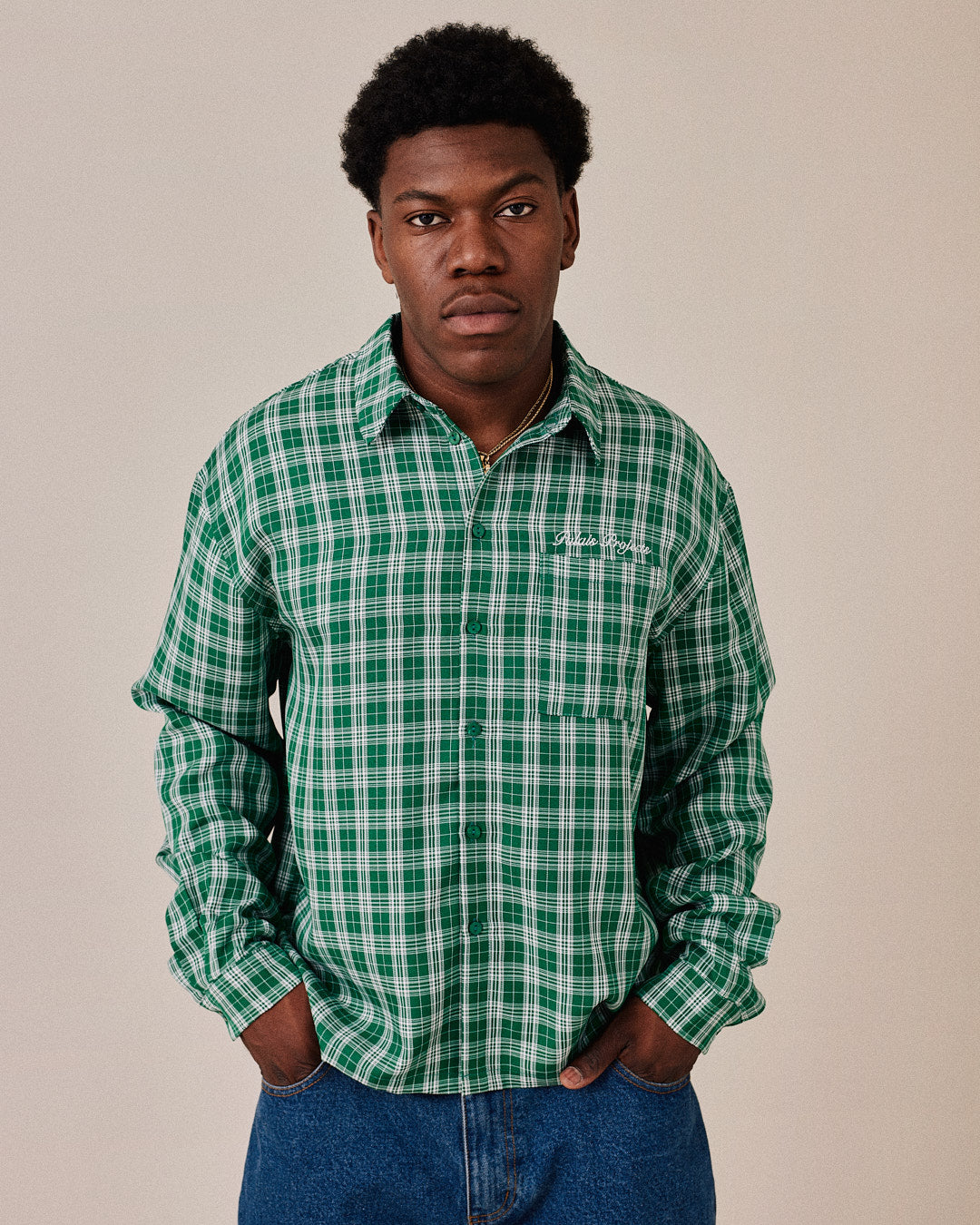 LS Checkered Shirt - Pine Green