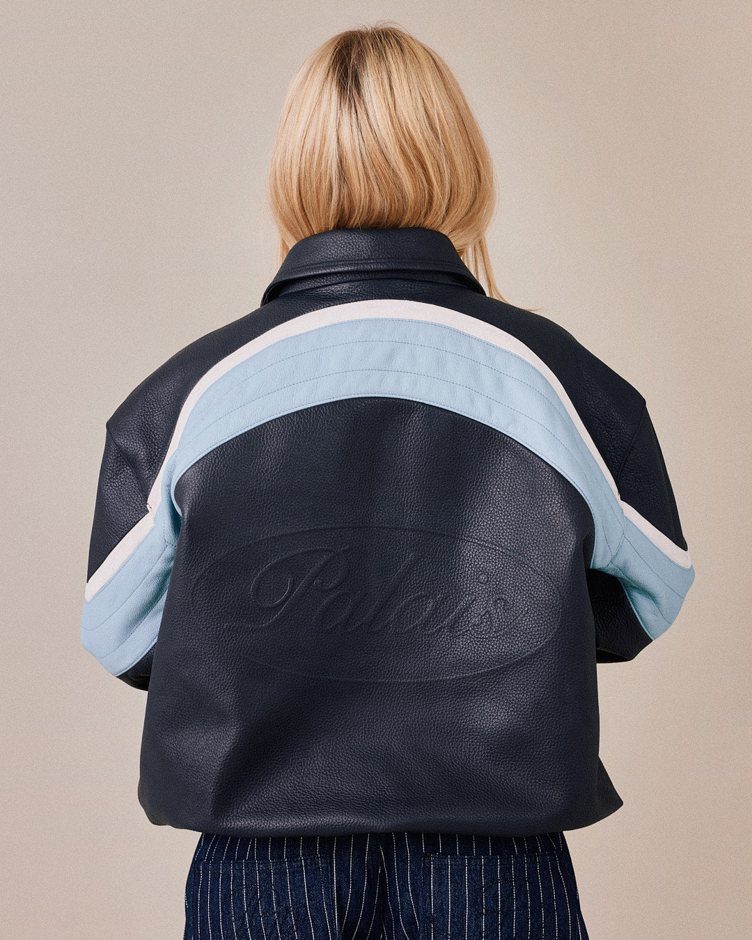 Heavy Varsity Leather Jacket - Blue
