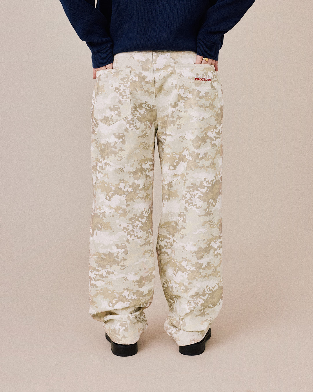 Baggy Canvas Pants - Beige Camo