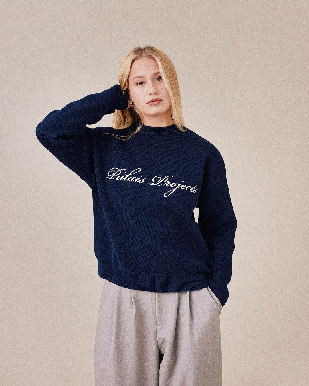 Single O Neck Knit - Navy