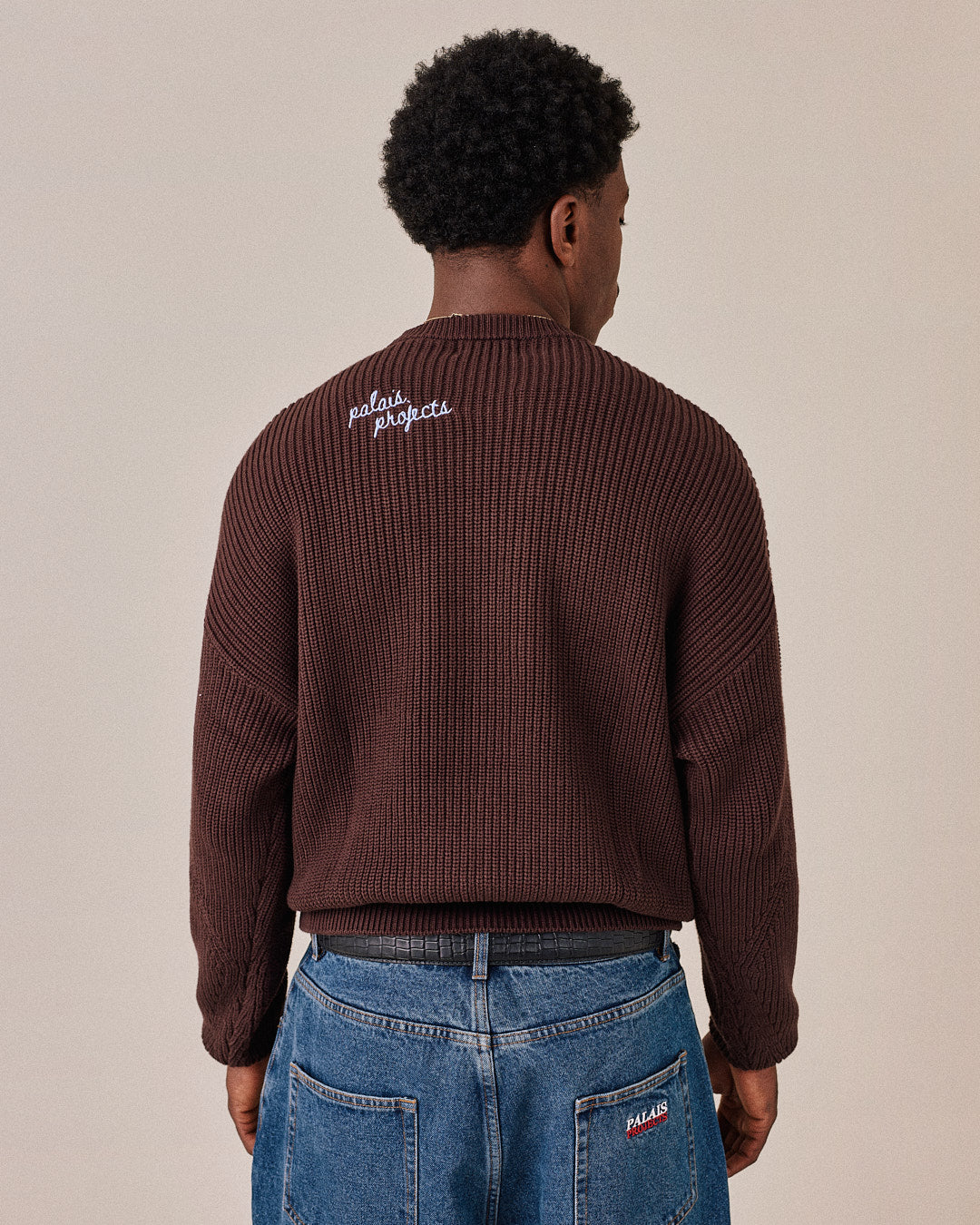 Fisherman O Neck Knit - Dark Brown