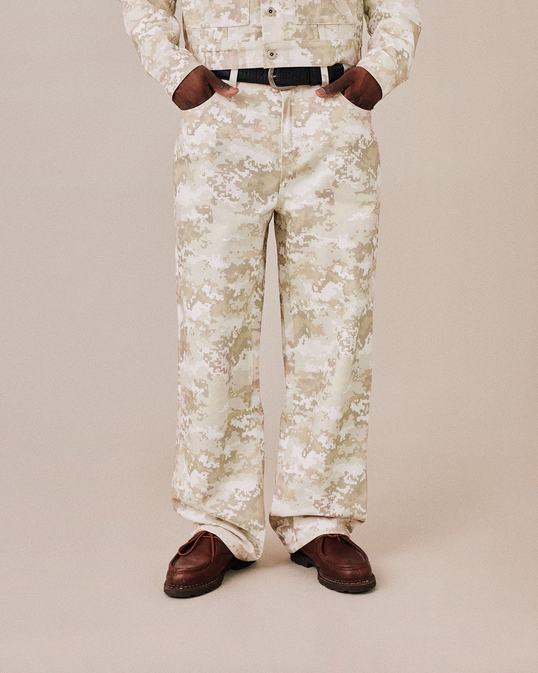 Baggy Canvas Pants - Beige Camo