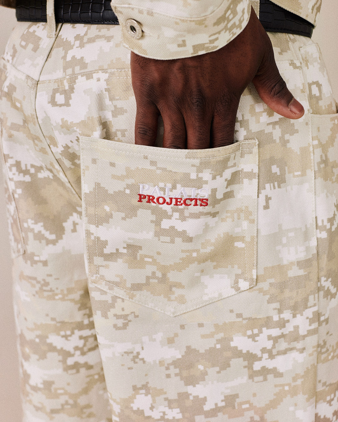 Baggy Canvas Pants - Beige Camo